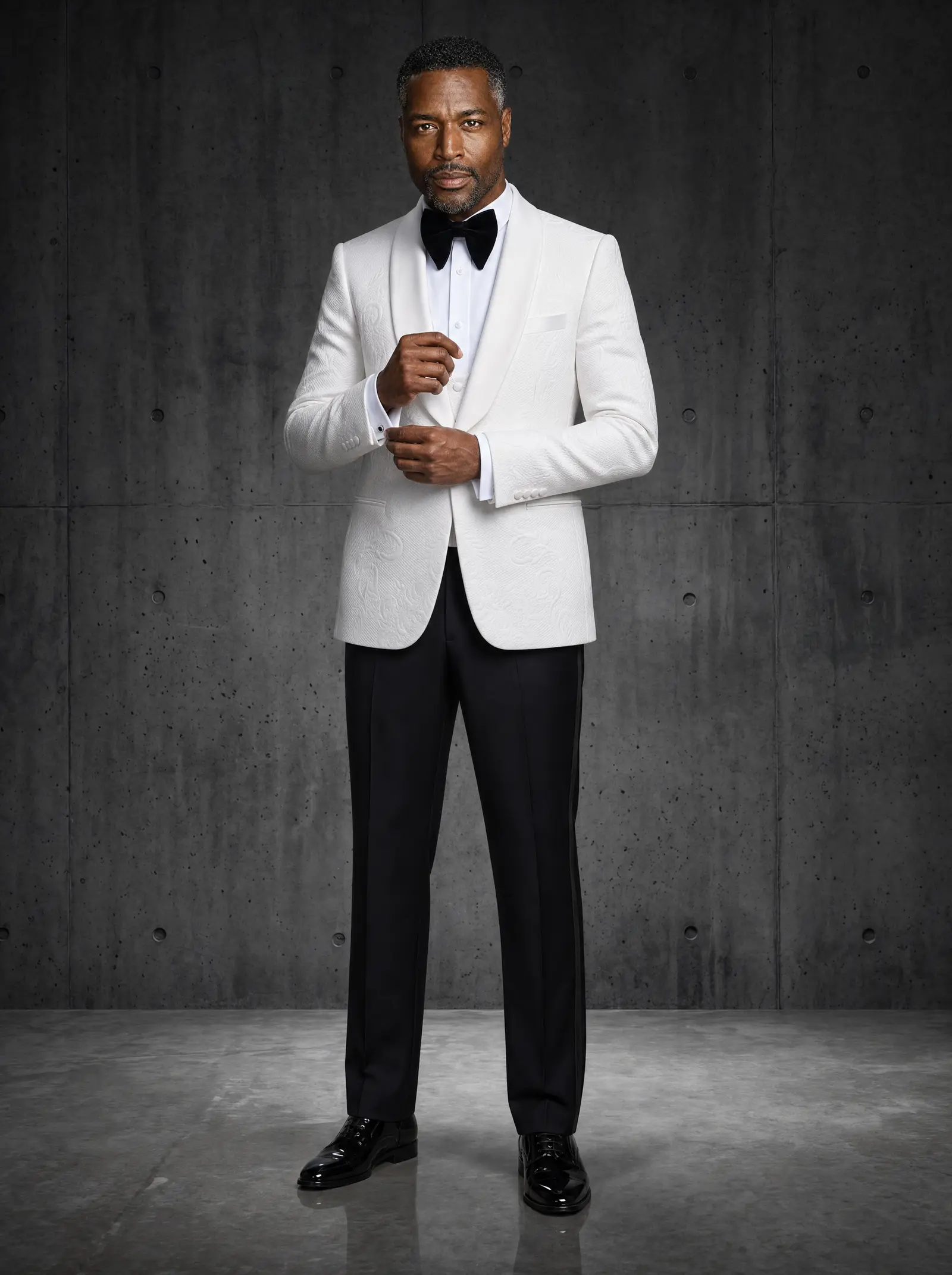 White jacquard Amalfi tuxedo