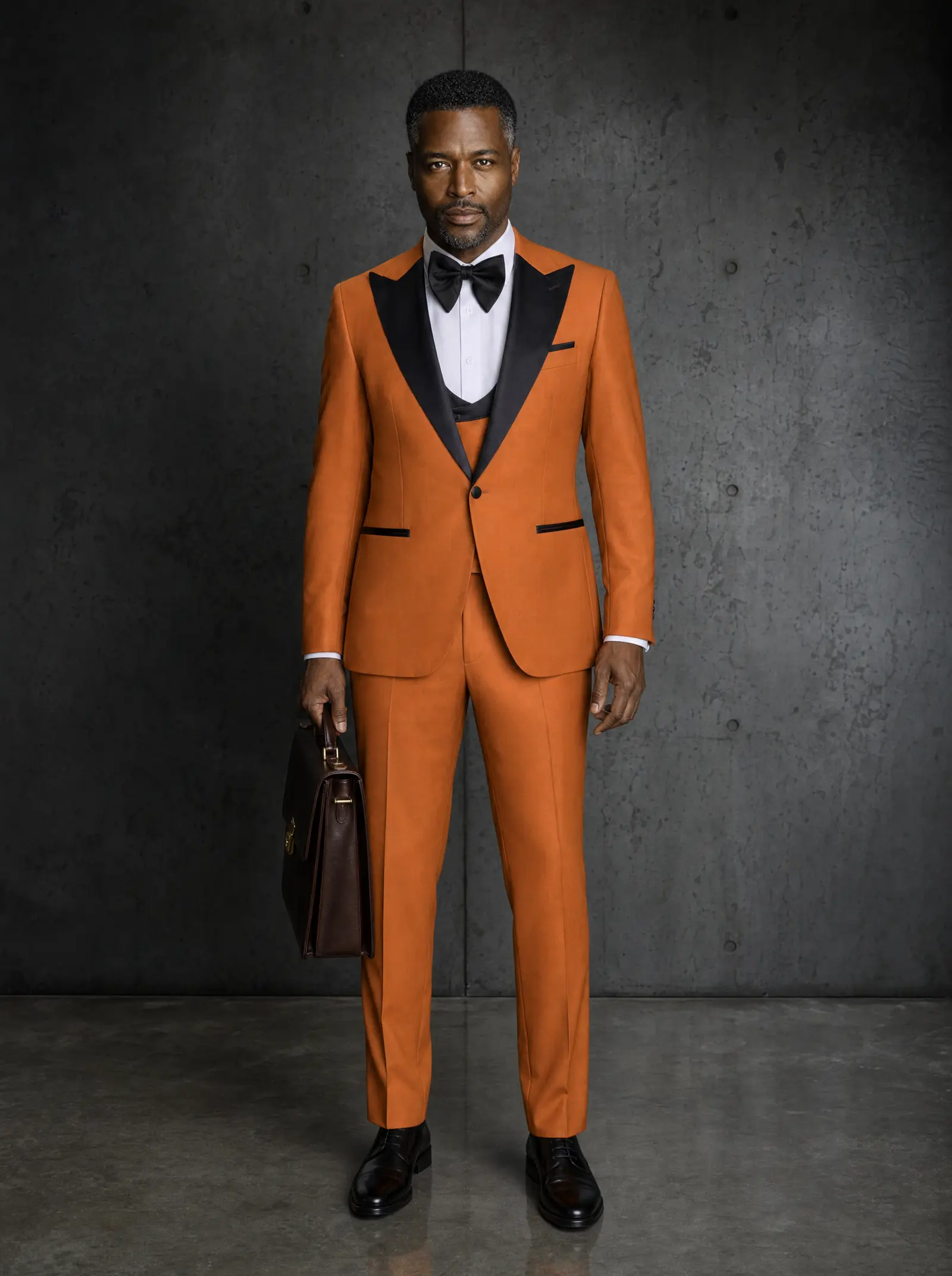 Burnt orange Tangier three piece tuxedo